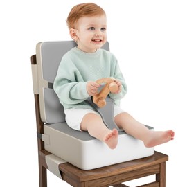 Booster Seat for Kitchen Chair, Toddler Booster Seat for Dining Table with Backrest and Safety Buckles, Portable Non-Slip Bottom Toddler Booster seat for Table