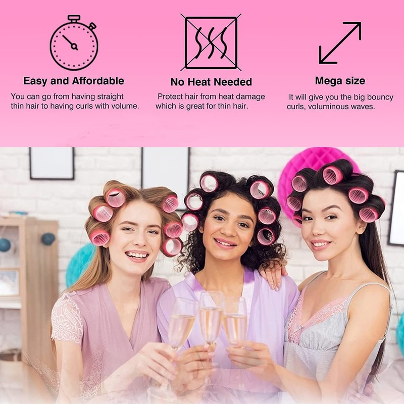 Hair Rollers Set 24 Pcs, Hair Curlers With 12 Pcs