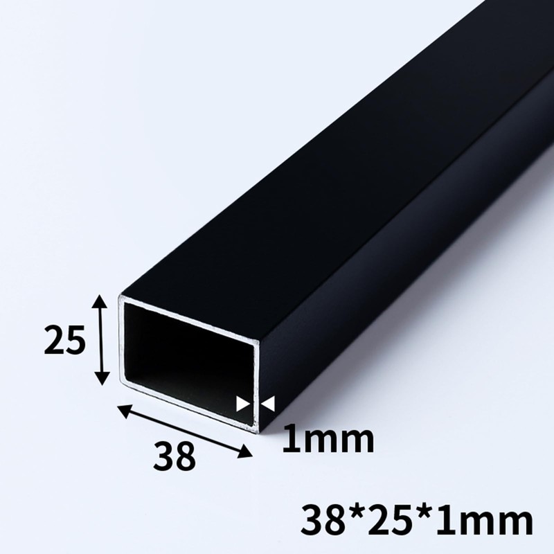 Kwweeoo 2Pcs Black Aluminum Rectangular Tubing 25mm x 38mm x