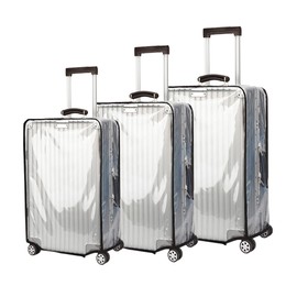 LADYGG 3 Pieces Clear Luggage Covers PVC Suitcase Cover Thicken Protectors Waterproof Cover for Luggage (20"+24"+28")