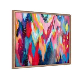 Kate and Laurel Blake EV Brushstroke 100 Framed Printed Acrylic Wall Art by Jessi Raulet of Ettavee, 24x32 Gold, Glamorous Modern Abstract Art