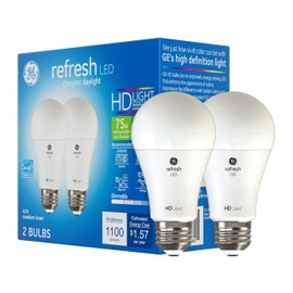 GE Refresh LED Light Bulbs, 75 Watt, Daylight, A19 (2 Pack)