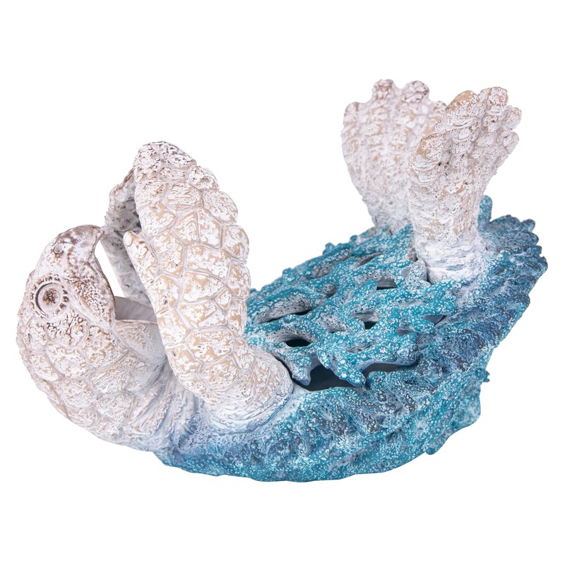 Decorative Sea Turtle Wine Bottle Holder, Beach House Decor (Aqua)