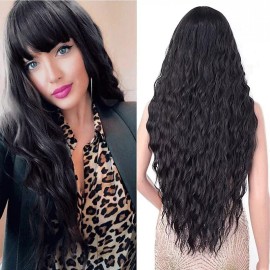 Meng Wei Pullover De Pelo Largo Rizado Natural Con Flequillo