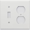 Stamped Steel Smooth White 2 Gang Switch Plate, 1 Toggle