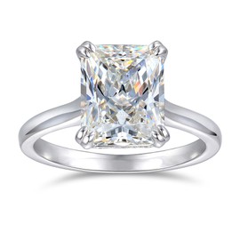 CGSRING 4 Carat D Color Radiant Cut Engagement Ring Solitaire Moissanite rings Moissanite Engagement Ring (7.5)