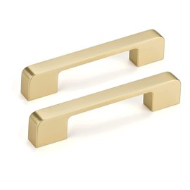 Haliwu 10 Pack 3-3/4 Inch Brushed Gold Cabinet Pulls, Gold Cabinet Handles, Brass Cabinet Pulls Gold Drawer Pulls Dresser Pulls, Gold Kitchen Cabinet Handles Zinc Alloy Kitchen Hardware