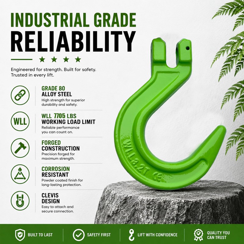 EGV 2 Pack 3/8" G80 Clevis Foundry Hook, 7055 LBS
