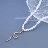 Dervivea Boho Pearl Choker Necklace Ruby Snake Necklace Punk Snake