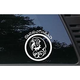 Parrothead - 5 3/4" x 6 1/2" die Cut Vinyl Decal/Bumper Sticker for Windows, Cars, JDM, Trucks, Bumpers, Tool Boxes, Boats, laptops - virtually Any Hard, Smooth Surface. Made in The USA