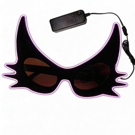 MAYTOTE Cat Luminous Glasses, Glow in the Dark Glasses, Cosplay, Costume, LED Glasses, Halloween, Christmas, Party, Birthday, Present, Sunglasses (Purple)
