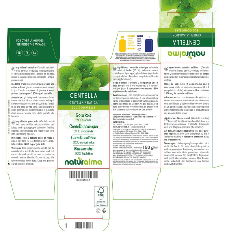 Gotu kola (Centella asiatica) herb NATURALMA | 150 g |