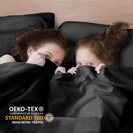 ILVOE King Size Sheet Set, King Size Bed Sheets 4 Pieces, Breathable and Soft Hotel Style Sheets Set, Microfiber Sheets with Deep Pockets, Easy Care, Black