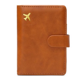 Lumbor37 Porta para Pasaporte, Ranuras para Tarjetas, Bonita Funda para Pasaporte para Mujeres/Hombres, Portafolios de Viaje Impermeable con Bloqueo RFID, Marrón