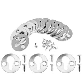 Piutouyar 48Pcs Round Keyhole Hangers, Picture Frame Shelf Keyhole Bracket Metal Keyhole Hanger Fasteners with Screws (Silver)
