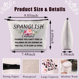 PLITI Spanish Gift Spanglish Definition Makeup Bag Spanish Teacher Appreciation Gift Bilingual Teacher Gift (Spanglish nounU)