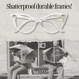 ShadyVEU Super Cat Eye Vintage Inspired Fashion Mod Clear Lens Glasses UVA & UVB Protection (Clear Frame, Clear Lens)