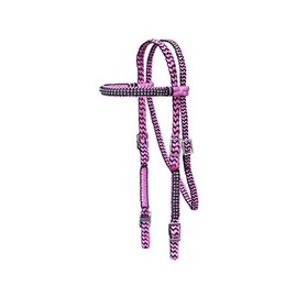 Tough 1 Braided Brow Headstall w/Crystals Pin/Blk
