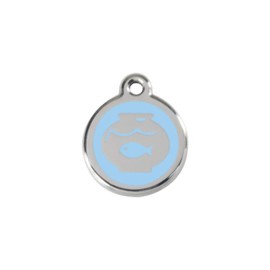 RedDingo enamel pet id tag, small, "Fisch Bowl", Light Blue