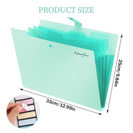 Expanding File A4, Expandable Folder with 5 Pockets, File Folder Organiser, Expand Document Organiser with Labels, A4 Expanding Folder, File Folder with Buckle for Schools, Offices