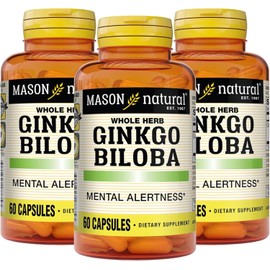 MASON NATURAL Ginkgo Biloba 3-Pack, 180 Capsules – Supports Mental Alertness & Optimal Brain Function, 3-Month Supply