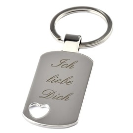 geschenke-fabrik – Keyring with Heart and Engraving "I Love You" – Chrome – as a Gift for Valentine's Day, Birthday or Christmas