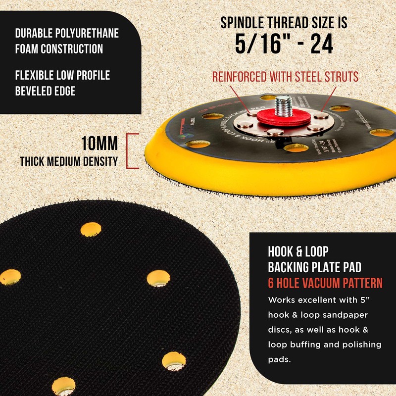TCP Global 5" DA Sander & Polisher Backing Plate Pad,