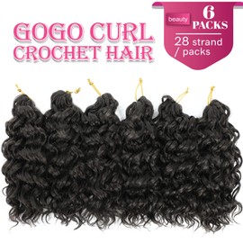 Gogo Curl Crochet Hair 8 Inch 6 Packs Brown color Short Curly Crochet Hair for Black Women Beach Curl Water Wave Curly Crochet Braids Hair, Deep Wave Synthetic Braiding Hair Extensions (8 inch 4#)