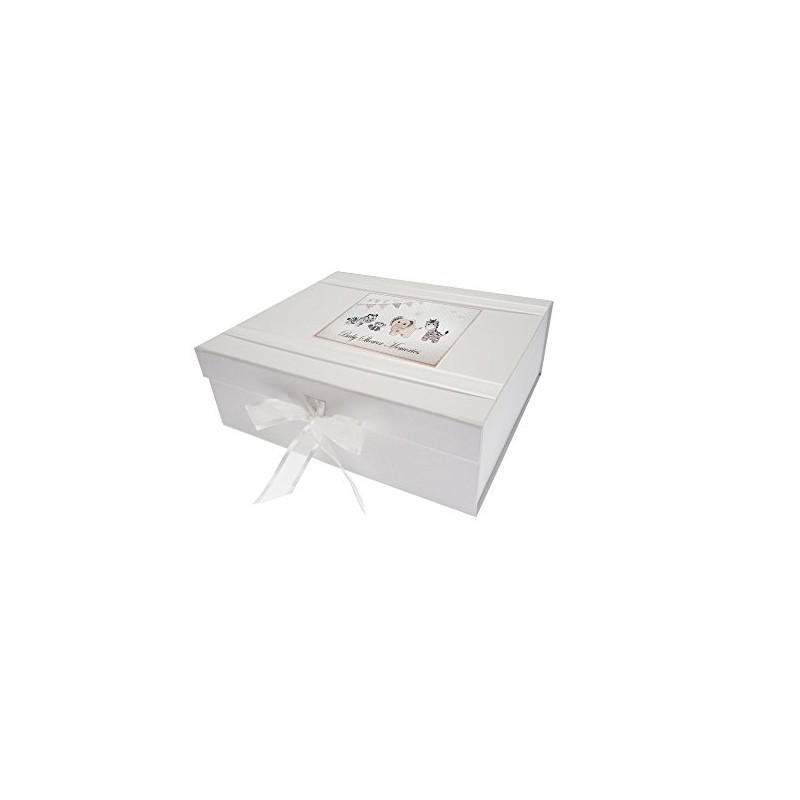 WHITE COTTON CARDS Baby Shower Memories, Large Keepsake Box, Silver