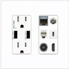 RiteAV Cat7 Coax HDMI Phone Toslink USB-C Wall Plate - USB Charger Outlet [Screwless White]