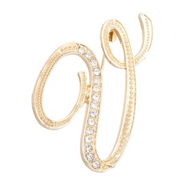 PATIKIL Letter Brooch Pins, Initial Letter V Rhinestone Broaches Metal Crystal Alphabet A-Z Lapel Pin for Women Jewelry Gift Suit Clothes Hat Dress Coat Craft, Gold Tone