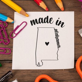 Small Made in Alabama Rubber Stamp - 1-3/16 Size - Crafters and Makers - Made in Alabama Stamp & Made in AL Stamp - Ideal for Personalizing Projects and Gifts - Proudly Manufactured in Alabama