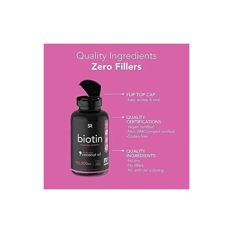 Biotina 10.000mcg X120 Caida Pelo Crecimiento Vitaminas