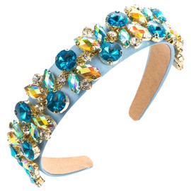 scicent Wedding Hair Accessories for Women Vintage Headband with Baroque Crystal Rhinestone Embellished Hair Bands Fashion Diamond Head Band Padded Wide Hairband Non-Slip Hair Hoop - 27622