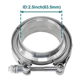 LWNWPPER 2.5 inch V Band Clamp, Exhaust V Band Clamp 2.5 inch with Male Female Flanges 304 Stainless Steel(1pcs).