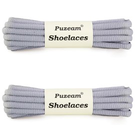 Puzeam 2 Pairs Oval Athletic Shoelaces 30 Colors 1/4" Half Round Shoe Laces for Sneakers - Light Gray 120