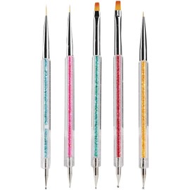 Nail Art Brush, 5Pcs Nail Art Pen Manicure Tool Set Cuidado De Pluma De Doble Punta, Nail Art Diy Decoration Tool, For Cepillos Para Uñas Aplicación Rhinestone Handle Salon