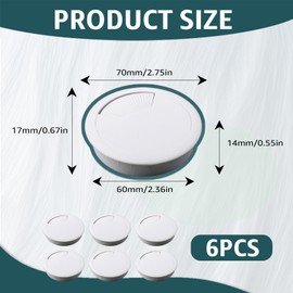 6 Stück Kabeldurchführung Kunststoff Weiß, Schreibtisch Tülle Kabeldurchlass Bohr 60mm Rund Schreibtisch Kabeldurchführung für Kabelführung zum Tisch Office Schreibtischplatte und Arbeitsplätze