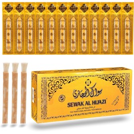 Pack of 12 Miswak Sticks Natural Toothbrush for Teeth Whitening, Oral Health & Fresh Breath, Siwak Stick Organic Wooden Vacuum Sealed Tooth Brush, Miswak Sticks for Teeth مسواك