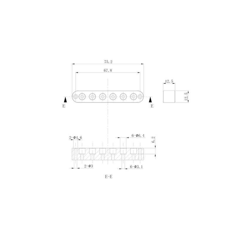 Guyker Aluminum 6-String Ferrule Block for Through-Body Guitars Replacement Part