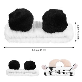 NOLITOY 2pcs Makeup Headband Cow and Panda Spa Headbands for Face Washing Skincare and Beauty Routine Cute and Comfortable Design for Women and Girls