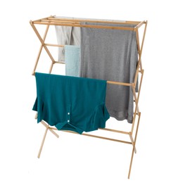 Bamboo Clothes Drying Rack- Collapsible and Compact for Indoor/Outdoor Use-Portable Wooden Rack for Hanging and Air-Drying Laundry- by Lavish Home