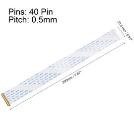 uxcell FFC FPC Cable 0.5mm Pitch 40 Pin 200mm Flexible Flat Ribbon Cable for LCD Screen A Type 2pcs