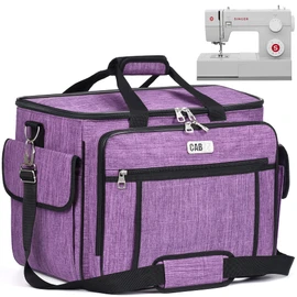 CAB55 Sewing Machine Case, Sewing Machine Carrying Bag with Removable Padding Pad, Tote Bag for Sewing Machine and Extra Sewing Accessories, Purple(17"x13"x14")