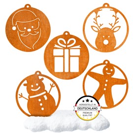 EXTRAVAGANT® Christmas Hanger with Festive Motifs Set of 5 Christmas Decoration Garden Decoration Metal Steel Rust Patina Weatherproof Garden Christmas Festive Decoration Advent