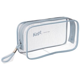 Raymay Fujii KPF9026A Clear Pen Pouch, Kept Pencil Case, Large Capacity, Clear, Blue Gray