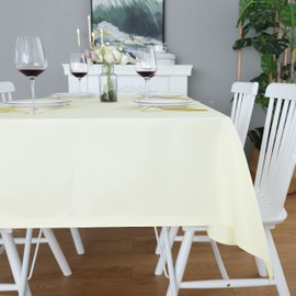 FOLINS&HOME - Mantel rectangular color crema de 60 x 84 pulgadas, sin arrugas, impermeable, resistente a derrames, lavable y resistente para fiestas, banquetes, interiores y exteriores, rectangular/rectangular