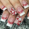 Jremg Christmas Press on Nails Short Square Fake Nails with