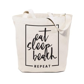 The Cotton & Canvas Co. Beach, Grocery, Farmers Market, Shopping and Travel Reusable Shoulder Tote and Handbag …, Eat, Sleep, Beach, Repeat, Medium