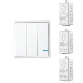 GreenCycle Wireless Lights Switch Kit,3-Way Wireless Switch & 3 Remote Receiver, No WiFi Needed, No Wiring Remote Light Switch, Outdoor 1900ft Indoors 229ft for Led Light,Ceiling Lights